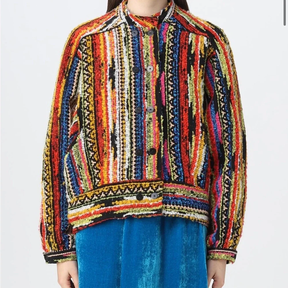 FORTE FORTE BLOUSON JACQUARD PARAISO JACKET - FIESTA - Picture 1 of 10